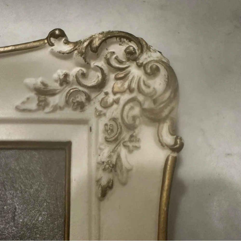Vintage Ballerina Print Ornate Resin White/Gold Frame Hollywood Regency